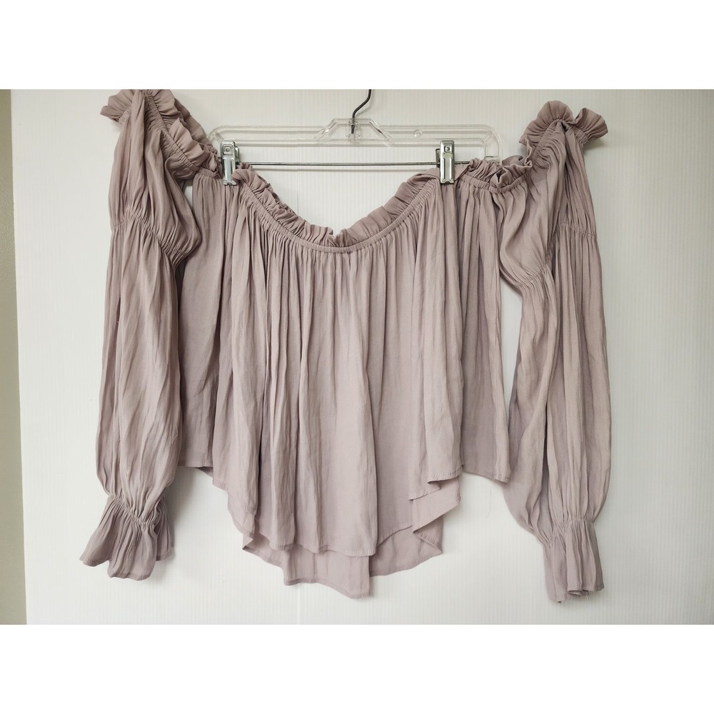 Forever 21 Contemporary Women's Taupe Off Shoulder  Long Sleeve Blouse Size ‎ XL